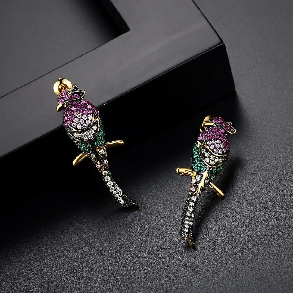 LUOTEEMI Luxury Vivid Parrot Bird Fashion Drop Long Earrings For Women Animal Cute Chic Personality Gifts Bijoux Jewellery Party