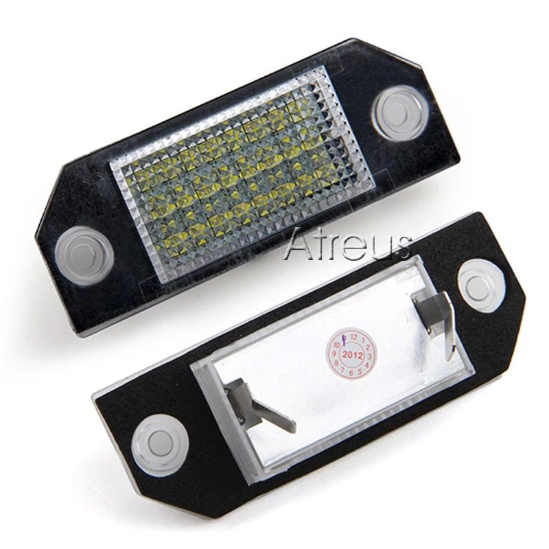 PAKUSI 1Pair Car LED License Plate Lights For Ford Focus 2 C-Max accessories 12V White SMD3528 LED Number Lamp Bulb Kit No error