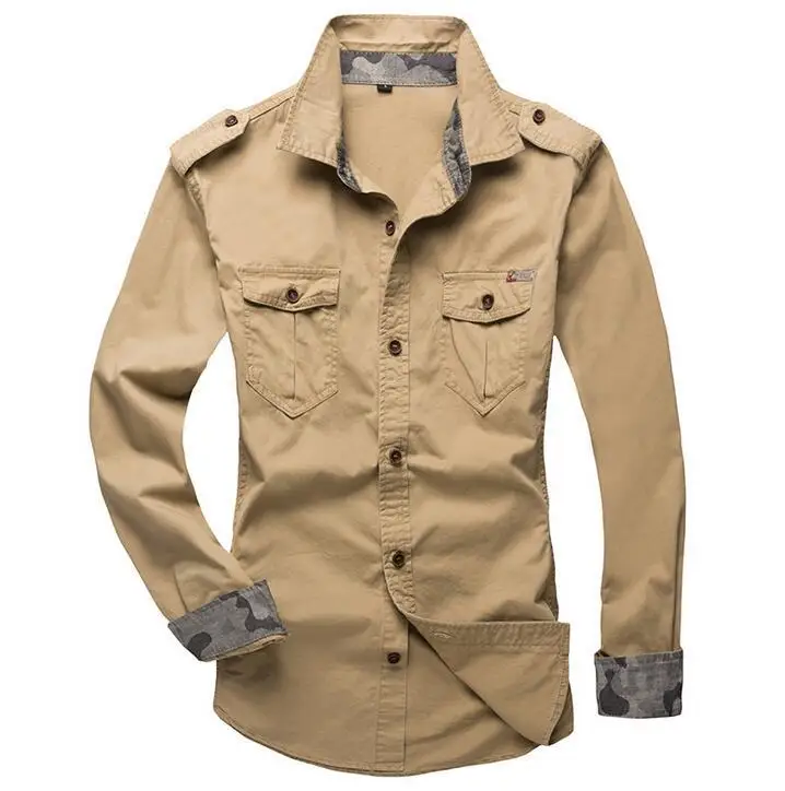 

#4701 2022 Spring Plus Size M-5XL Men Shirt Long Sleeve Slim Fit Casual Cotton Military Style Mens Shirts High Quality Fashion