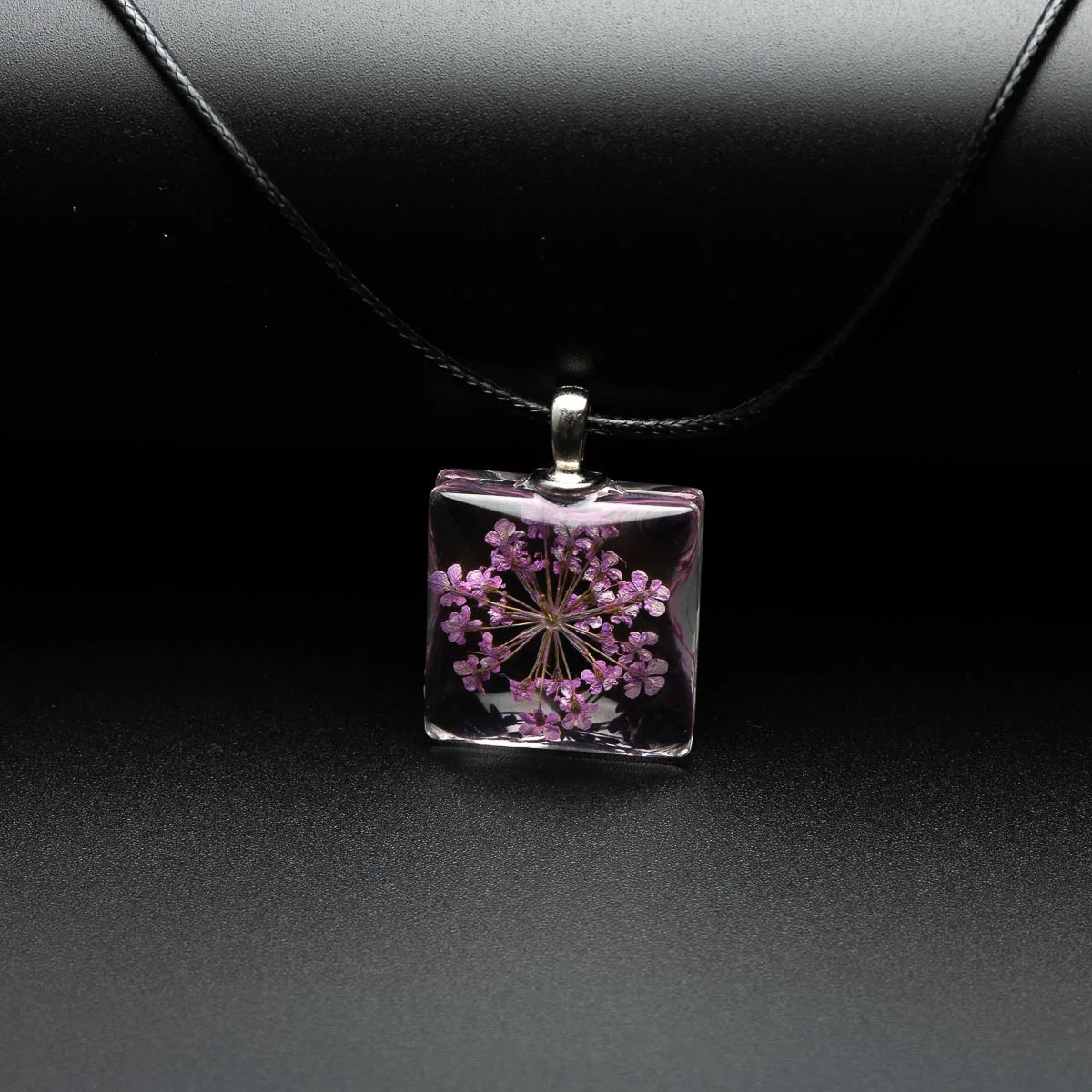 Flower in square Glass necklace Pendant Fashion glass ball necklaces Classic style Jewelry #FY401