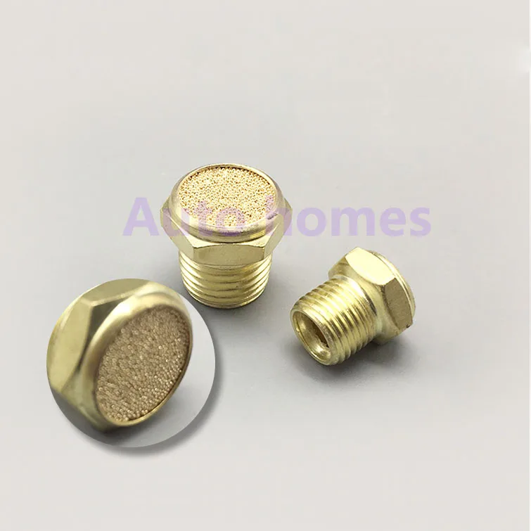 Exhaust silencer muffler thread M5 1/8 1/4 BSP pneumatic plug air brass connector BSLM-M5/01/02 valve fitting 10pcs/lot