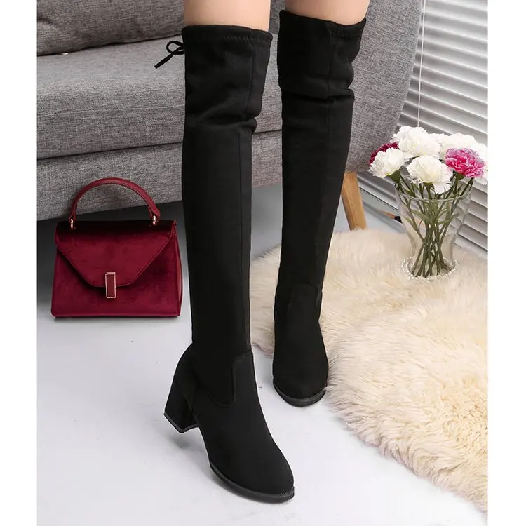 Women Casual Over the Knee boots shoes Winter women Female Round Toe Platform high heels pumps Warm Boots lady Thigh High Boots