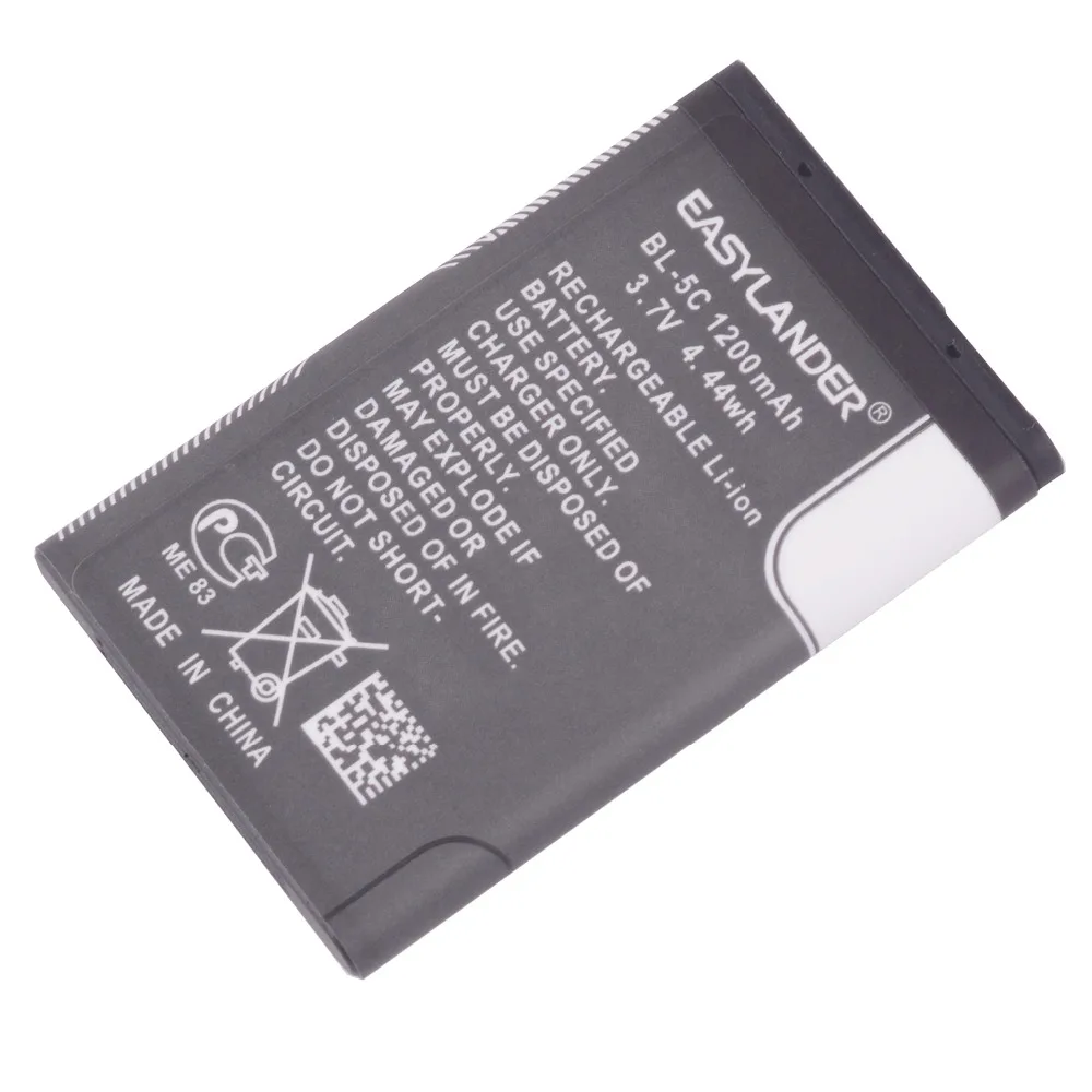 

BL-5C BL5C 3.7V 1200mAh Replacement Battery For Mp4 Nokia 1112 1208 1600 1100 1101 n70 n71 n72 n91 e60 2610 2600 2300 6230 DVR