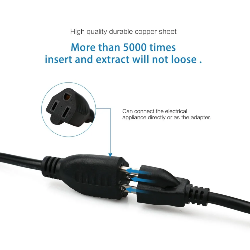 3 Prong Power Verlängerung Kabel-Kabel Streifen Steckdose Schoner 18AWG UL Aufgeführt