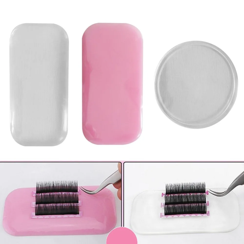 1PC Flexible Silicone/Glass Eyelash Extension Stand Pallet Pad Lash Holder Tool Reusable Individual Eyelashes Easy Pick Up Tool