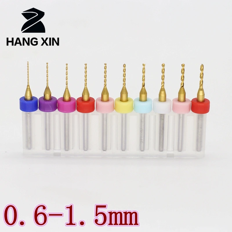 Hangxin 0.6-1.5 Mm Karbit PCB Bor Bit Set 10 Pcs Logam Pengeboran Cutter CNC Router Pengeboran Woodworking Alat bor