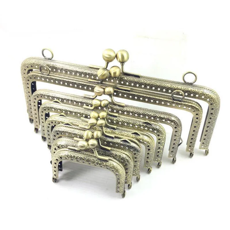 10pcs 6.5 7.5 8.5 10.5 12.5 15 18 20cm Metal Buckle for Bag DIY handmade Metal Purse Frame with Kiss Lock wedding clutch frame