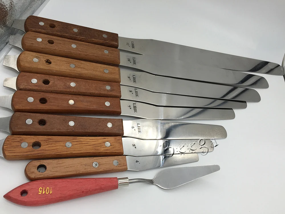 จัดส่งฟรี4-12นิ้วอุปกรณ์ตกแต่งSmooth Filling Flat Scraperใบมีดมุมเครื่องมือWate/OlinessหมึกSpatulas