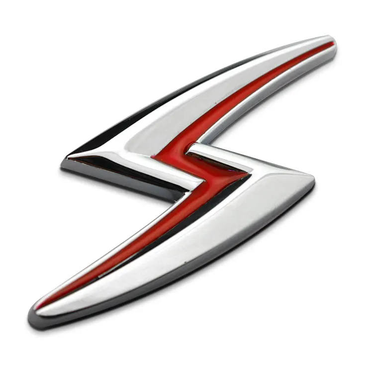 1 PCS 3D chrome Silver Red Lightning S Emblem Badge Flash ABS Refitting Cool Auto Exterior car Stickers Car Styling