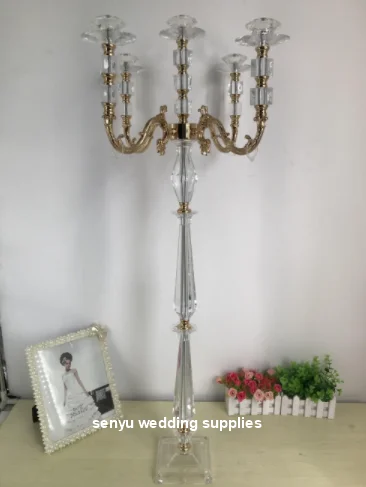 5pcs)New tall H70cm/100cm crystal acrylic candle holders crystal candelabras for weddings  senyu0299