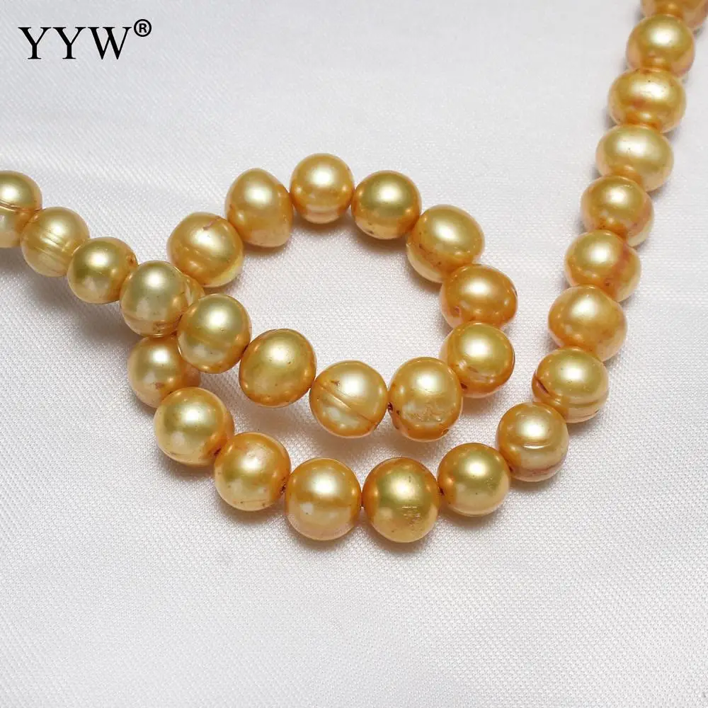 YYW High Quality Cultured Potato Freshwater Pearl Beads Yellow 10-11mm Approx 0.8mm Sold By PC
