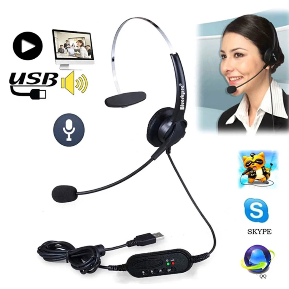 szKosTon High Quality USB Headset Noise Canceling Adjustable Operator Dedicated Headphones with Microphone for PC Laptop