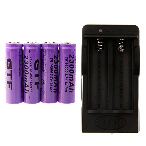 4pcs 14500 Battery 3.7V 2300mAh Rechargeable Lithium Batteries for Headlamps Torch Mouse LED Flashlight with battery Charger