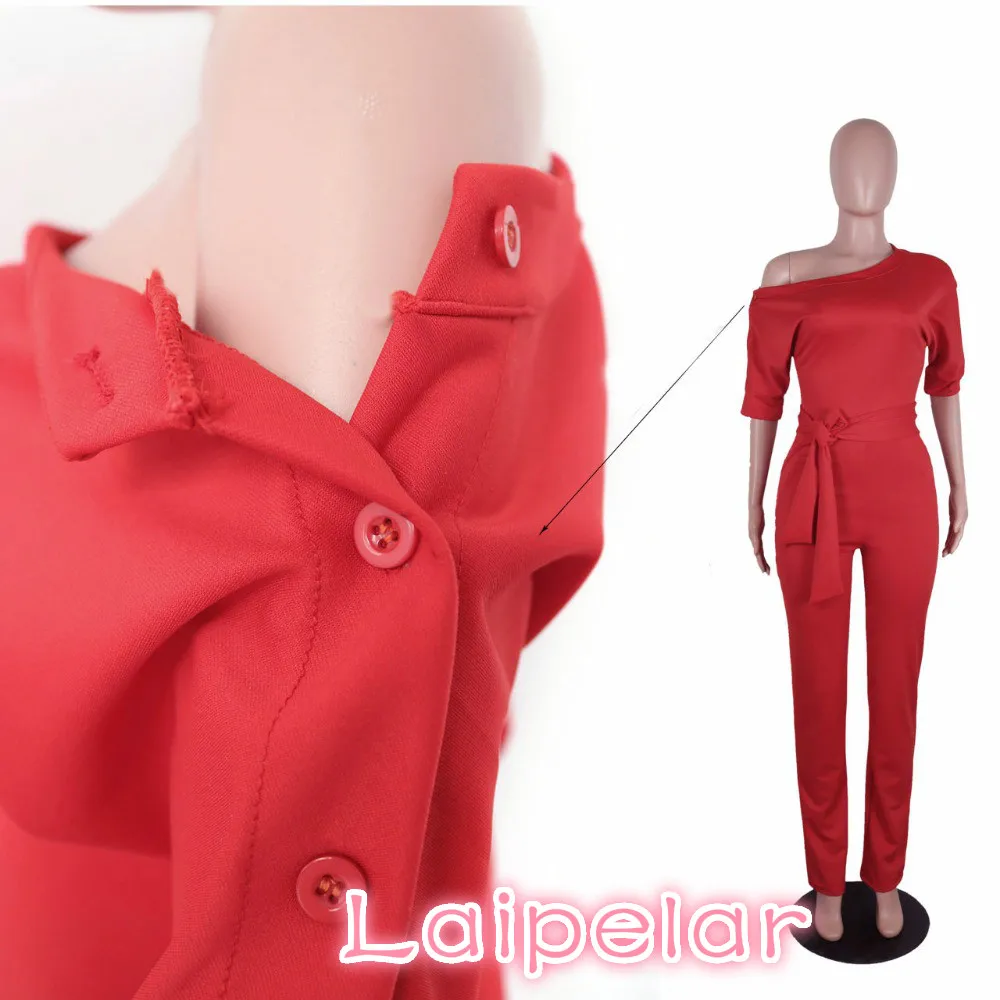 Laipelar Jumpsuits Romper Women Overall Sexy One Shoulder bodycon tunic Jumpsuit for party elegant Wide Leg Pant body femme