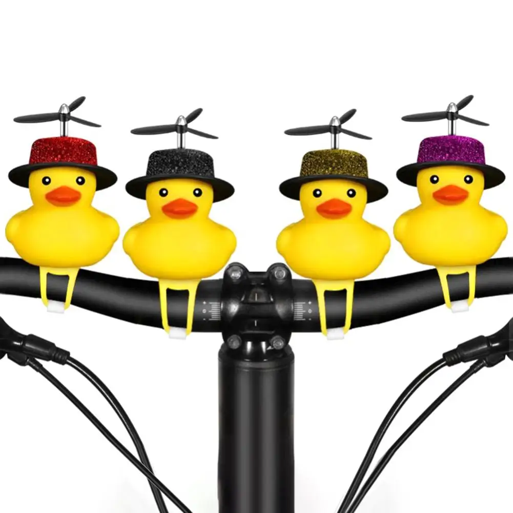 Bicycle Duck Bell with Light Broken Wind Small Yellow Duck MTB Road Bike Motor Helmet Riding Cycling Accessories