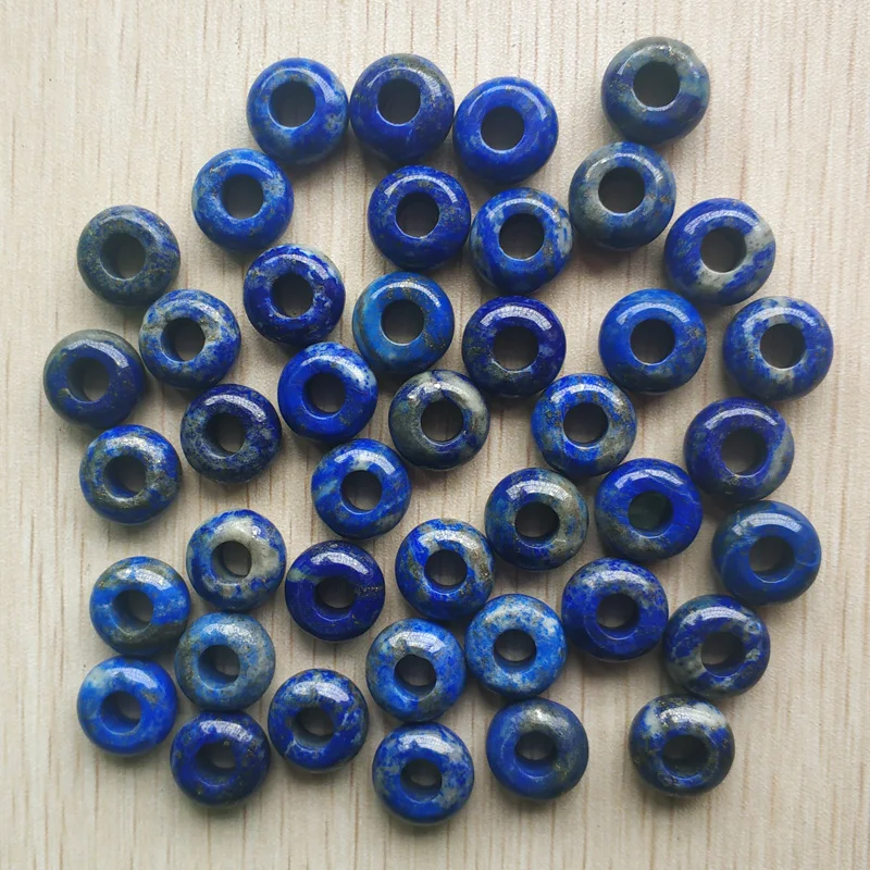 2020 fashion top quality natural Lapis Lazuli round shape big hole Charms beads For Bracelet making 30pcs/lot  wholesale free