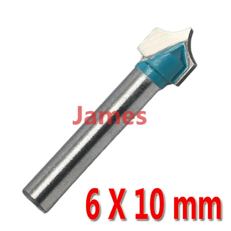 1pc 6*10mm Carbide Wood Making Router End Mill CNC Engraving V Groove Bit  Milling Tools on Cutting Carving Hard Wood, PVC