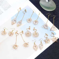 JIOFREE Korea Style High Quality geometry Hollow star love Clip on Earrings Without Piercing for Girls Party Needn't Ear Hole