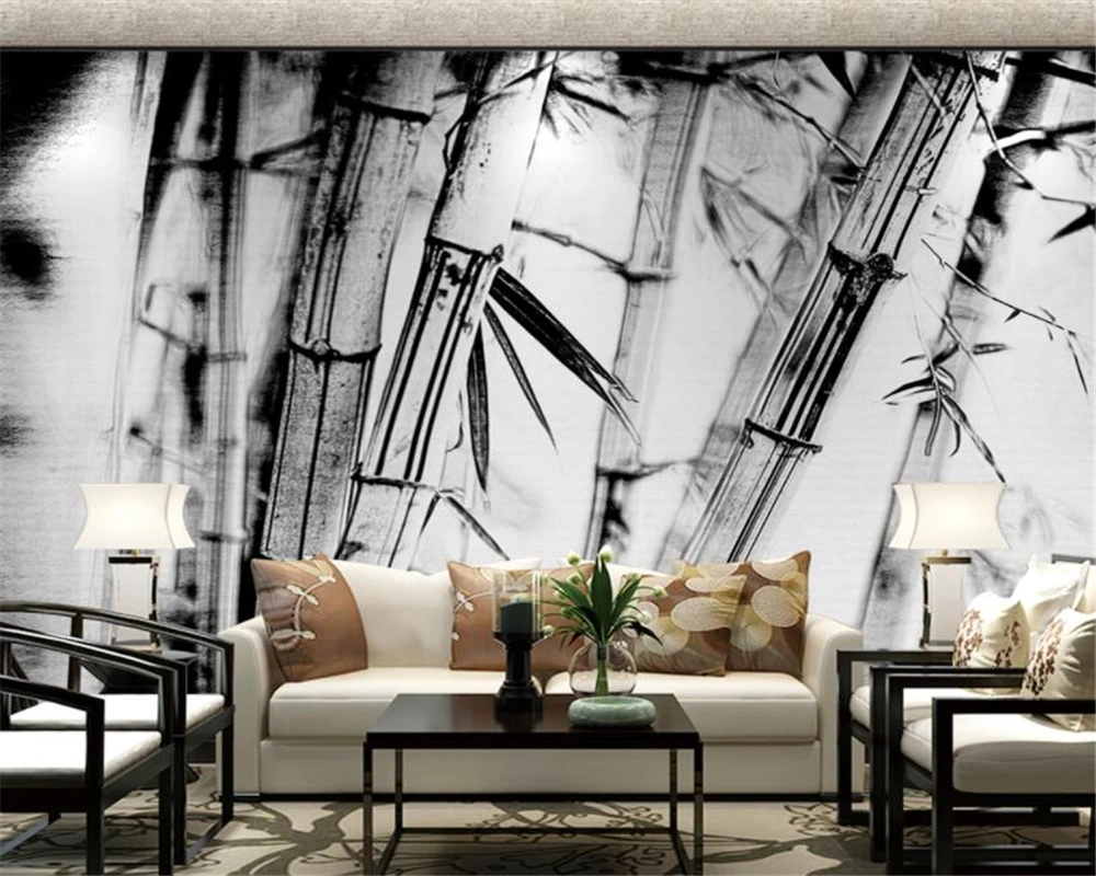 

Beibehang Custom Wallpaper New Chinese style Ink bamboo living room wall decorative painting papel de parede 3d wallpaper mural