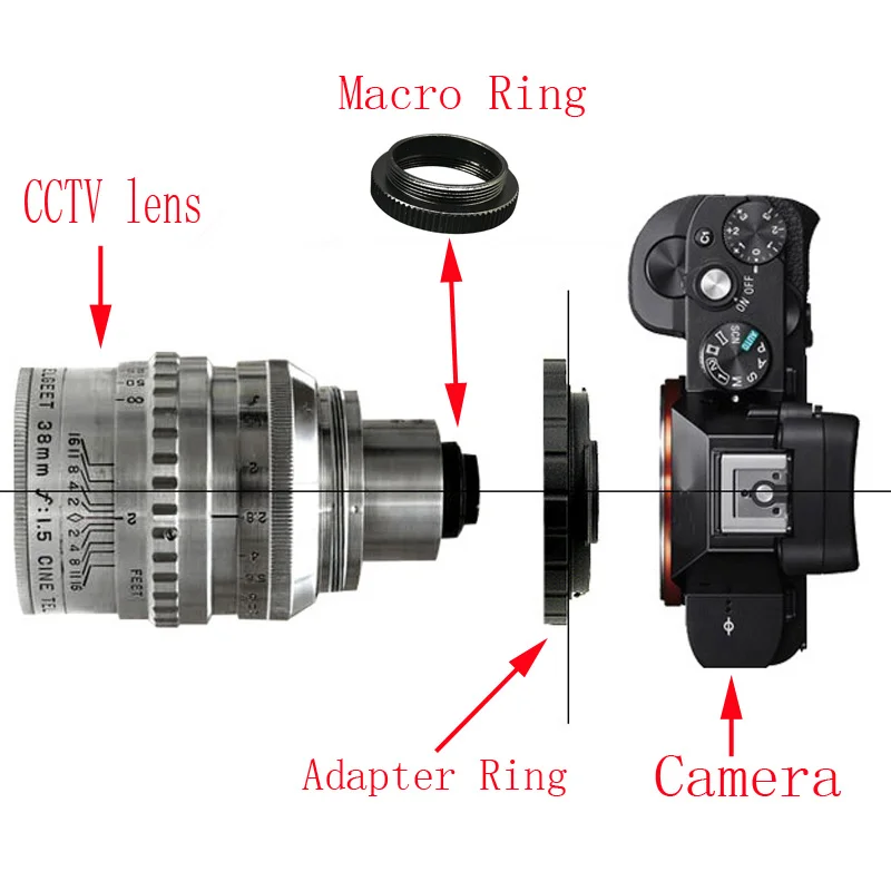 Adapter Ring C Mount Movie Lens Macro ring For C-FX C-PQ C-EOSM N1 NEX C-M4/3 CCTV Movie Lens