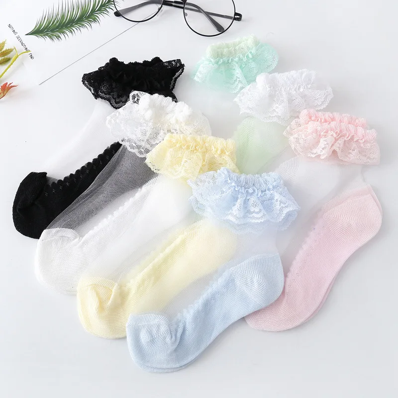 New Summer Baby Girls Kids Mesh Socks Fashion Lace Ruffle Frilly Ankle Short Sock Breathable Princess Children Girl Dance Socken