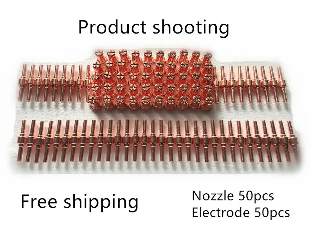 100pcs Red Copper Extended Long air Plasma Cutter Tip Electrodes&Nozzles Kit Mayitr Consumable For PT31 LG40 40A Cutting Tips