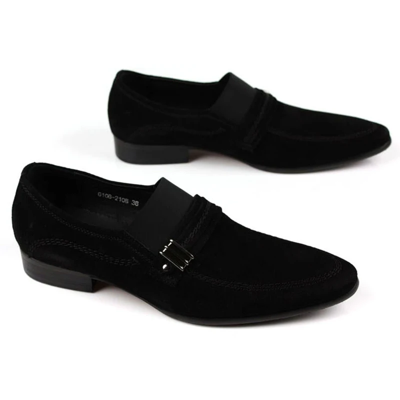 Men's business casual shoes pointed toe  England matte leather men's shoes Slip-on formal shoes