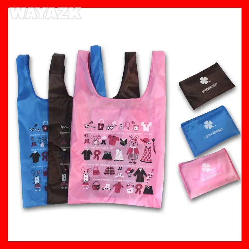 (100pcs/lot) 210D reusable nylon shopping bag foldable