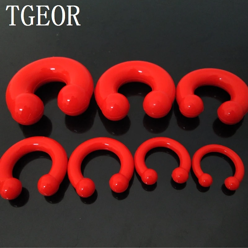 Hot Gauges 7pcs mixed 7 sizes colors circular silicone horseshoe piercing body jewelry free shipping