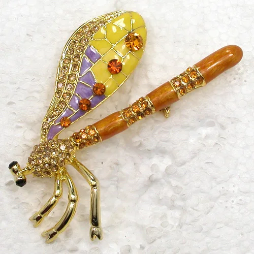 60pcs/lot Mixed Color (Can Notes Color) Wholesale Dragonfly Enamel Rhinestone Pin brooches C101996