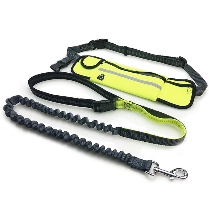 Hand Free Elastic Dog Leash Adjustable Padded Waist Reflective Running Jogging Walking Pet Lead Belt With Pouch Bags