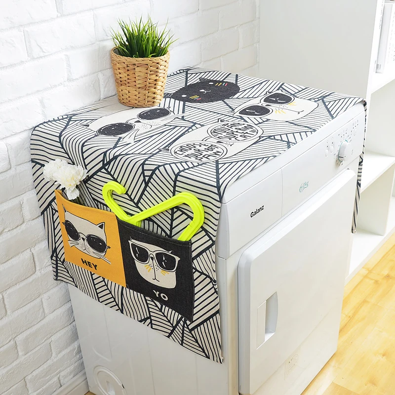 Drum washing machine cover cloth Refrigerator  Dust cover cloth Bedside table dust cover cloth Cotton linen cloth cover towel