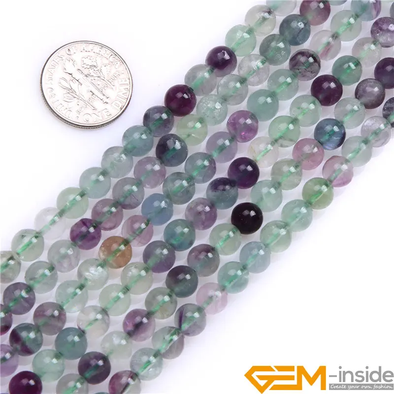 Natural Gem Stones Fluorite Round Loose Beads For Jewelry Making Strand 15 Inches 4mm 6mm 8mm 10mm 12mm Selectable