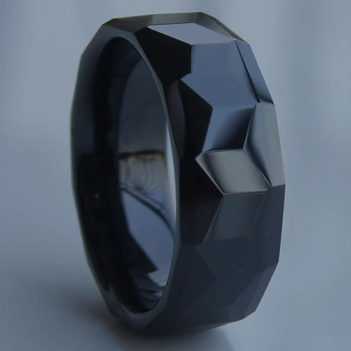 cool facet  black  8mm  hi-tech scratch proof ceramic ring