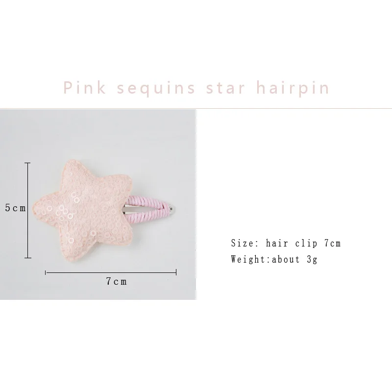 Pink Party Hair Clips Headwear Sequins Stars Hair pin Beads Hairclip Cute Kids Headpins Princes Lovely Children Hair Accessories