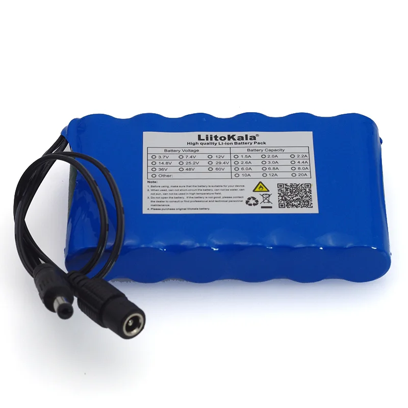 LIitoKala-Paquete de batería de iones de litio recargable, Monitor de cámara CCTV de 12 V, 6800 Mah, portátil, Super 18650, DC 12,6 V, 6.8A