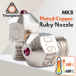 C Trianglelab MK8 Plated Copper Ruby Nozzle Ultra High Temperature Compatible With Special Materials PETG ABS PEI PEEK NYLON
