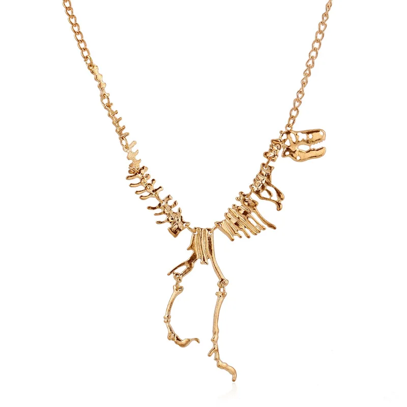 LOVBEAFAS Fashion Gothic Dragon Tyrannosaurus Skeleton Dinosaur collane e pendenti catena girocollo collana per donna