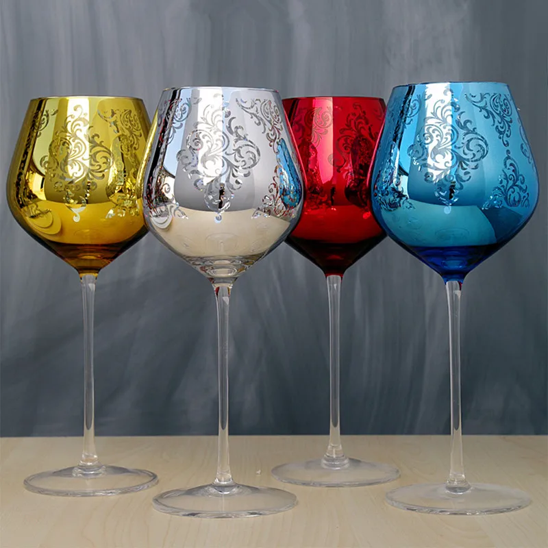 28cm big  Creative gift wedding birthday multicolour crystal metal glass goblet red wine cup home hotel decoration craft