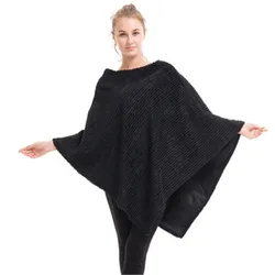 Nova mulher moda poncho plus size cachecol camisola de algodão pulôver casual senhora xale quente grosso poncho e bonés