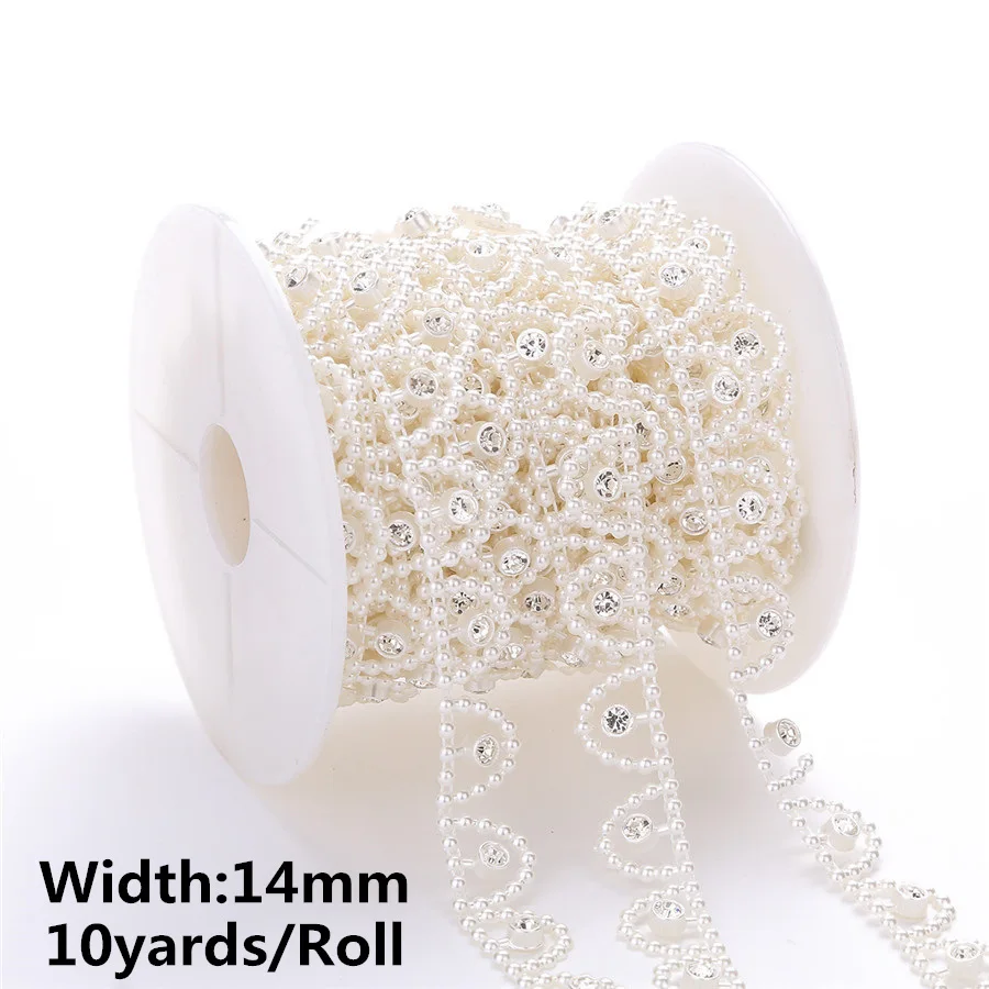 10yards/5yards Crystal Rhinestone Ivory ABS Pearl Chain Banding Trims Sewing Costume Applique 29 Designs Choose
