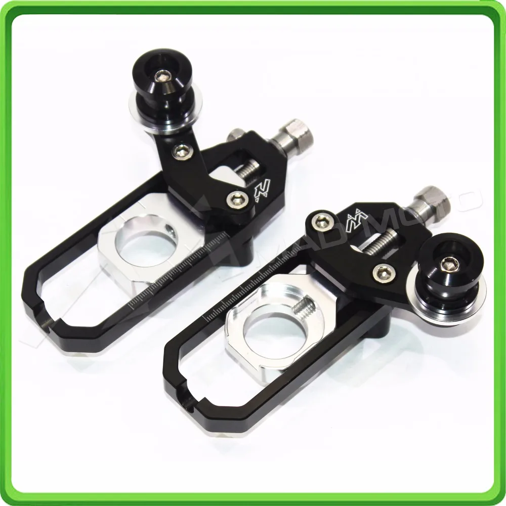 

Motorcycle Chain Tensioner Adjuster with spool for KAWASAKI Ninja ZX6R ZX-6R ZX 636 ZX636 2013 2014 2015 2016 Black & Silver