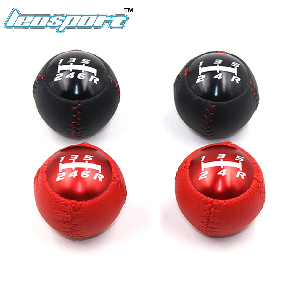 Leosport-For mugen style black/red 5/6 Speed M10X1.5 Mugen Gear Shift Knob leather For Honda EK9 EP3 FN2 DC2 DC5 S2000 FD2