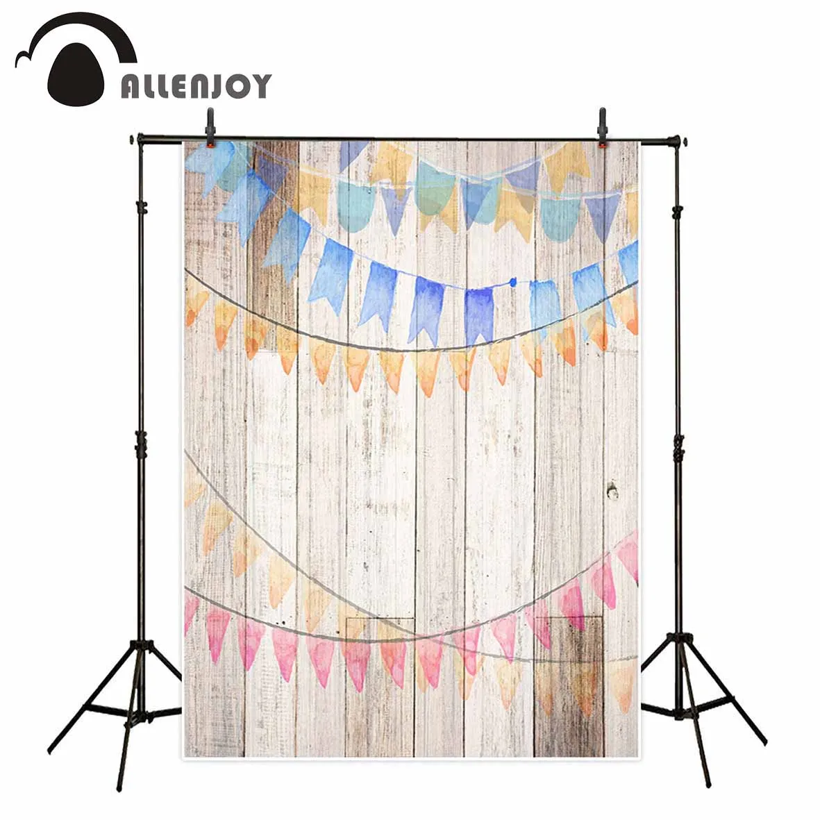 Фоны Allenjoy для студийной фотосъемки с изображением разноцветных акварельных флагов на деревянной доске