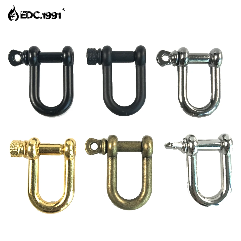 EDC.1991 10PCS Stainless Steel U Shape Shackle Anchor Shackle Adjustable Outdoor Rope Paracord Bracelet Buckle Outdoor Tool