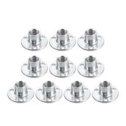 Uxcell 10pcs M8x22mm M10x25mm Brad Hole Tee Nut Wooden Furniture Carbon Steel Round Base Screw-In Tee Nut Furniture Accessory