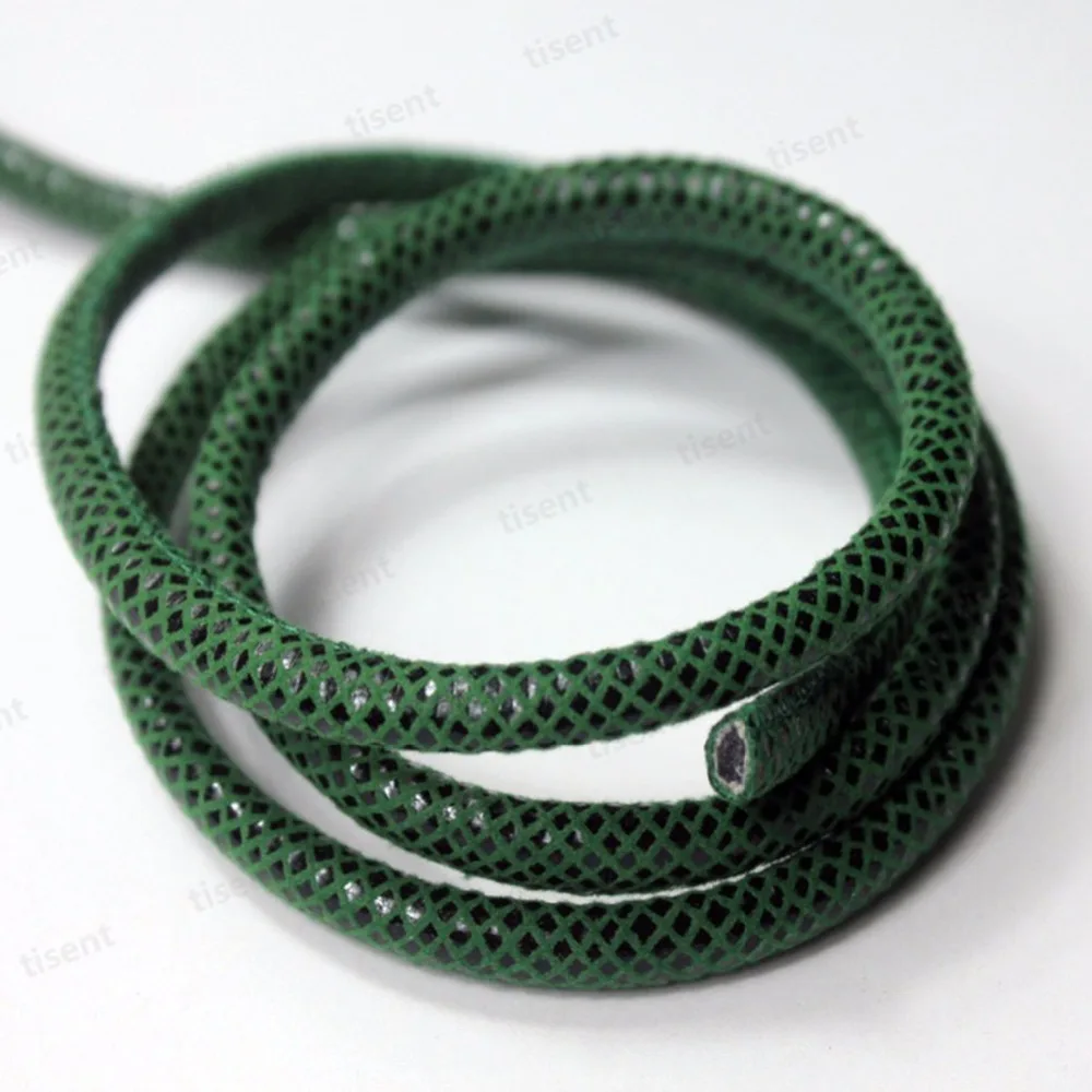 Aaazee 5 Yards 6mm Green Oval PU Faux Leather Synthetic Strap