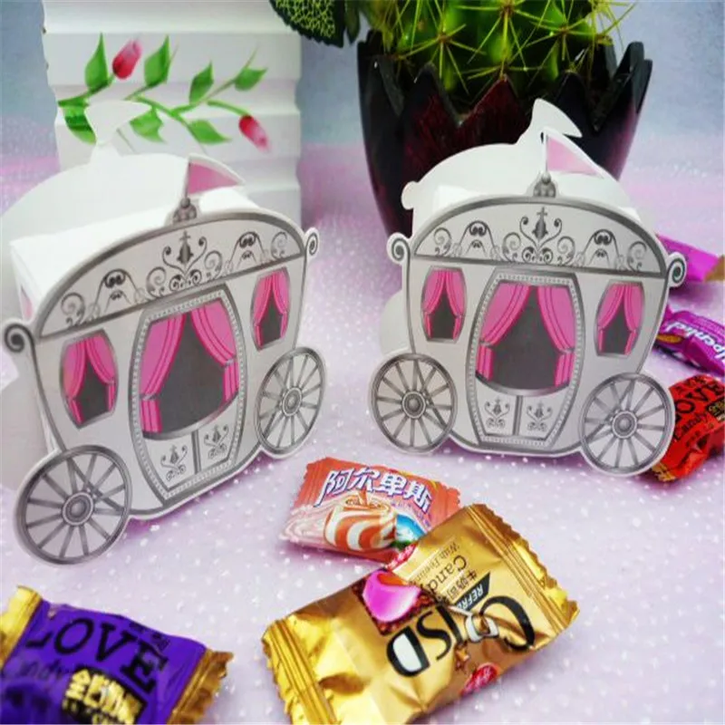 Romantic Fairy tale Favors Gifts Baby Shower Wedding Candy Box Cinderella Pumpkin Carriage wedding decoration mariage 100pcs