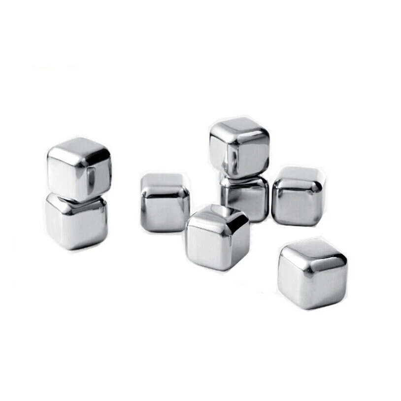 4 pcs/lot 27mm 30mm 33mm 36mm 40mm Cube Whiskey Stone Stainless Steel Rock Tasting Wine Beer Ice Stone Bar Christmas Gift Cooler