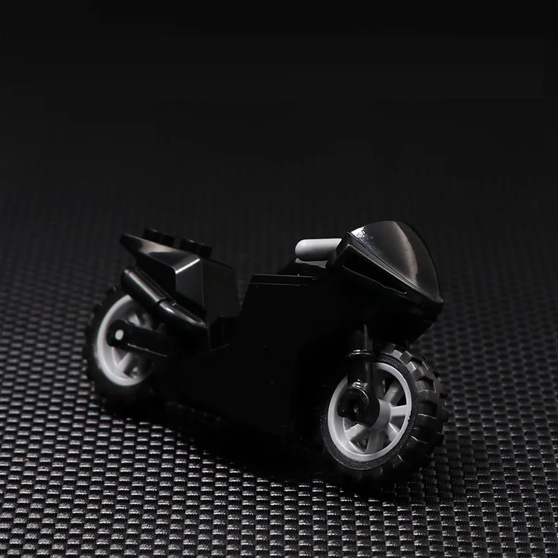 Motorcycle Racing Black Weapons Brinquedos Accessories Playmobil City Military Figures Building Block Brick Original Mini Toys